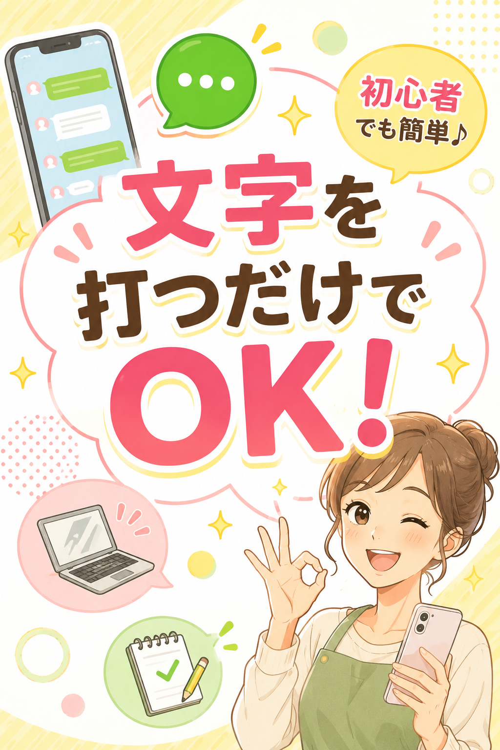 文字を打つだけでOK！初心者でも簡単